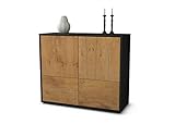 Stil.Zeit Sideboard Carolan - Korpus Anthrazit matt - Front im Holz-Design Eiche (92x79x35cm) Push-to-Open Technik & L