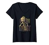 Damen Marvel Guardians Vol.2 I AM GROOT Cute Angry T-Shirt mit V