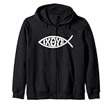 Ichthys oder Ichtus IXOYE Christian Fish T-Shirt Kapuzenjack