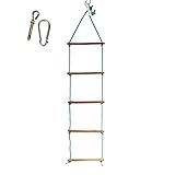 Strickleiter, Spielzeug, belastbar bis 60 kg, Kinder Outdoor Kletterleiter aus Kunststoff mit 5 Sprossen, Klettergerüst, Indoor - Outdoor Strickleiter aus Holz, Kletterwand,ab 3 J