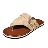 Damen Zehentrenner Flache Sandalen Bequeme Hausschuhe Hallux Valgus Schuhe Outdoor Strand Rutschfeste Badelatschen Freizeit Sommer Slipper Künstliches Wildleder Suede Strandsandalen Pantoletten S
