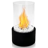 Astor24 Premium Tischkamin – Innen und Außenbereich – Tischfeuer - Edelstahl - Brenner - Glasfeuer – Zimmerkamin – Indoor – Outdoor – Ethanol Tank (27cm)