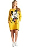 Disney Minnie & Mickey Mouse Damen Hoodie, Pullover Langarm Sweatshirtkleid für Frauen und Teens, Cute Hoodie mit Minnie & Mickey Mouse Kapuzenpullover Herbst (Senf, L)