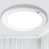 Ultra Slim LED Deckenleuchte Rund mit PIR Bewegungsmelder, Weiß Flush Deckenbeleuchtung Panel Lampe für Flur Veranda 18W Kaltweiß 240V