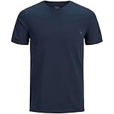 JACK & JONES Herren JJEPOCKET Tee SS O-Neck NOOS T-Shirt, Blau (Navy Blazer Detail: Slim Fit), X-S