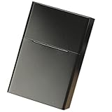 HQAA Zigarettenetui 20 Sticks Schwarz Zigarettenetui Für Männer Frauen Aluminium Zigarettenetui Robuste Tragbare Zigarettenpackung Geschenk(Size:9.2 * 5.9 * 2.7CM)
