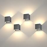 K-Bright 4 Pack 12W LED Wandleuchten, Einstellbares Lichtstrahldesign, IP 65 Außenwandleuchten, Warmweiß, für Balkon, Gehweg, Wohnzimmer, Flur, Schlafzimmer, Dunkelg