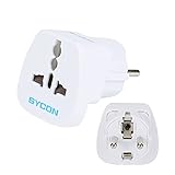 SYCON Europa Reisestecker Reiseadapter Stromadapter, Grounded Europe Schuko (Deutsch/ Französisch Stromadapter für Amerika US Japan Kanada Mexiko Thailand Stecker Weiß