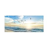 HGLLL Landschaft Wandkunst Bild Poster Natürliche Meer Strand Fliegen Vögel Malerei Wohnzimmer Home Leinwand Dekorationen 50x150cm R
