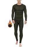 Roadbox Thermounterwäsche Herren,Lange Funktionsunterwäsche Set Atmungsaktiv & Weich Thermobekleidung männer Winter für Lauf,Fahrrading,Fußball,Skifahren;Grün,M