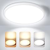 LED Deckenleuchte 18W, Modern LED Deckenlampe IP54 Wasserfest, 1600LM 3000K/4000K/6500K Dimmbar Rund Flach Bad Lampe Decke für Badezimmer, Wohnzimmer, Schlafzimmer, Küche, Balkon, Flur, Ø29cm*H2.4