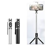 NNNBNB Selfie-Stick-Stativ mit Fernbedienung, ausziehbares Selfie-Stick-Stativ mit LED-Ringlicht, abnehmbare Fernbedienung kompatibel mit Smartphone (Black)