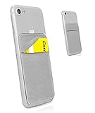 MyGadget 1 Fach Handy Kartenhalter zum aufkleben - RFID Blocking - Haftendes Kartenfach, Kartenhülle, Karten Halterung - Geldbörse Smartphone Etui - Silb