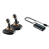 Thrustmaster T.16000M FCS Space SIM Duo - Kombiniere einen T.16000M FCS für Links- und einen für Rechtshänder & Sabrent USB HUB - 4-Port -USB 3.0 Hub mit einzelnen Power Schalter und LEDs (HB-UM43)