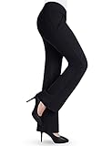 Bamans Damen Schlaghose Elegante Hosen Lang Anzughose Stretch Jogginghosen Hoher Bund Yogahose Locker Bootleg Skinny Flare-Hose Schwarz L