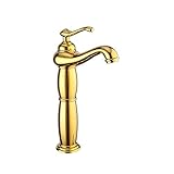 ZIQIDONGLAI Küchenarmaturen Waschbecken Wasserhahn Antique Einhebel-heiß und kalte Küche-Hahn-Mischer Basin Taps Gold- Küche Mischbatterien (Color : Gold, Größe : 36X18X7CM)