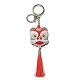 Rutaqian Plüsch Tiger Schlüsselanhänger Keyring 2020 Chinesisches Neujahr Tiger Maskottchen Puppe Quasten Lion Anhänger Schlüsselanhänger Handtasche Tasche C