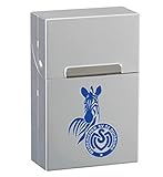 MSV Duisburg Alu Zigarettenbox mit Emblem Chrom matt Zigarettenetui, Etui (L)