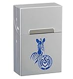 MSV Duisburg Alu Zigarettenbox mit Emblem Chrom matt Zigarettenetui, Etui (L)