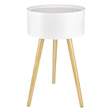 ONVAYA® Beistelltisch Sofia aus Holz | Ø 35 cm | Ø 38 cm | Couchtisch rund | Nachttisch Kiefer | Stauraum & Abnehmbarer Deckel | Modernes skandinavisches Design (Weiß | Holz | Ø 38 cm)