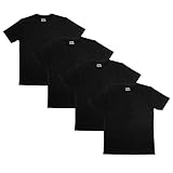 Herren Premium T-Shirts Rundhals Ausschnitt, 4 Stück Set Tshirts, einfärbige schwarz Ökotex Baumwolle Tee Basic T Shirt, 4er Pack L