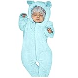 Neugeborenes Baby Spielanzug Fleece Schlafanzug Flanell Warm Strampler Pyjama Fuß Vollständig geschlossen Karikatur Jumpsuit mit Tier Kapuze Winter Weich Sleepwear Onesies Overalls für 0-12M