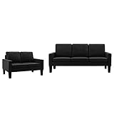 vidaXL Sofa 2-Sitzer Zweisitzer Loungesofa Ledersofa Polstersofa Sitzmöbel Polstermöbel Designsofa Wohnzimmersofa Schwarz Kunstleder H
