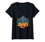Damen Herbst-Vogelscheuche T-Shirt mit V