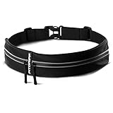 Fitgriff® Laufgürtel für Handy - Sportgürtel, Fitnessgürtel, Lauftasche, Running Belt, Hüfttasche für Jogging, Laufen, Sport, Fitness - passend für alle Smartphones (Schwarz)