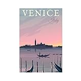 Venedig Reise-Poster Natur Vintage Reise Weltstadtkarten Retro Reise Italien Karte Leinwand Poster Schlafzimmer Dekor Pop Art Büro Raumdekor Geschenk Ungerahmt: 50 × 75