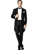 Yaflonjaa Herren Slim Fit Suit Peak Label für Hochzeitsfeier Frack