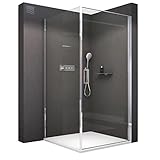 BERNSTEIN® Duschkabine 90 x 90 x 195 cm ESG-Glas Duschabtrennung EX416S mit Nano, Eck-Dusche mit Hebe-Senk-Mechanismus flexible Montage der Drehtü