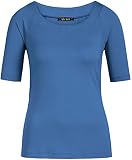 King Louie Damen Shirt Sarah Basic Kurzarm Retro Oberteil (XS, Blau)