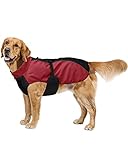 Bwiv Hunde Jacke Winter Wasserdicht Verstetllbar Hundemantel Winddicht Reflektierend Streifen Winterjacke Wintermantel für Grosse Hunde Reißverschluss Hunde Weste Bauchschutz mit Leine Loch Rot 5XL