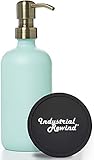 Industrial Rewind Glas-Seifenspender mit Metallpumpe – 473 ml Glasbehälter Lotion-Flasche (Seafoam/Messing)