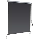 COSTWAY Senkrechtmarkise Sichtschutzrollo Fensterrollo, Sichtschutz Sonnenschutz Windschutz, mit Aluminiumrahmen (1,6x2,5m/dunkelgrau)