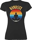 Yoga und Wellness Geschenk - Namaste bunt - XL - Schwarz - Batik t-Shirt - L191 - Tailliertes Tshirt für Damen und Frauen T-S