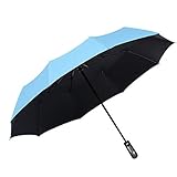 XJYJF Faltschirme Automatische Faltschirme Kompakte Sonnenschirm mit 95% UV-Schutz for Sonnenregen tragbarer Leichter Reisemaschine ，Sonnenschutz (Color : Blue, Size : Free)