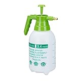 Relaxdays, weiß/grün Drucksprüher, 1,5 Liter, einstellbare Messingdüse, Garten, Bewässerung, Schädlingsbekämpfung, PE