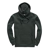Einfarbiger Pullover mit Kapuze, Unisex, für Herren und Damen Gr. M, flaschengrü