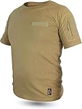 normani Taktisches Tropen T-Shirt mit Armtaschen, Unterarmtaschen und 3 Klettpatchflächen Farbe Khaki Größe S