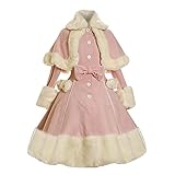 Damen Revers Cape Prinzessin Kleider Schleife Slim Samt Langarm Grat Partykleid Hohe Taille Verdickte Abendkleid Elegant A-Linie Kleid Vintage Retro Figurbetontes Kleid Knielang