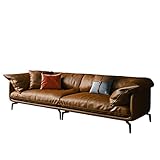 Kleines Apartment-Sofa, 3-Sitzer-Klassisches Sofa Leder mit Kissen, Leder-Freizeitsofa, Ledersofa, S