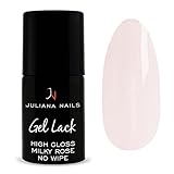 Juliana Nails - Base & Finish / Top Coats | Versiegelungsgele | Gel Lack - 15ml - 7 Varianten - UV / LED (High Gloss Finish - Milky Rose - No Wipe)