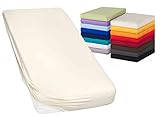 Moon-Luxury Spannbettlaken Spannbetttuch Jersey Stretch 230g/m² für Wasserbetten, Boxspringbetten und herkömmliche Matratzen (Natur, 200x220-220x240)