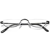 VEVESMUNDO Lesebrille Metall Halbrandbrille Klassische Schmal Federscharnier Arbeitsplatzbrille Lesehilfe Sehhilfe mit sehstärke für Damen und Herren (1 Stück Schwarz, 1.5)