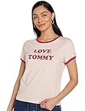 Tommy Hilfiger Damen SS Tee Slogan Schlafanzugoberteil, Rosa (PINK 612), (Herstellergröße:SM)
