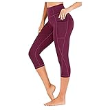 SUNNSEAN Leggings Damen 3/4 Hose Leggins Sport Leggings Damen Sporthose High Waist mit Handytasche Leggins mit Handytasche Yogahose Tights Blickdicht für Sport Yoga,Freizeit, F