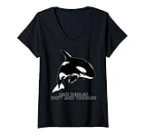Damen Süßer Orca Killerwal Schwertwal Make Bubbles T-Shirt mit V