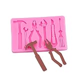 Silikonform 2 Stück Hardware Tools Serie Silikonformschlüssel Schraubstock Hammer Schraubendreher Schokolade Backen Dekorative Werkzeug